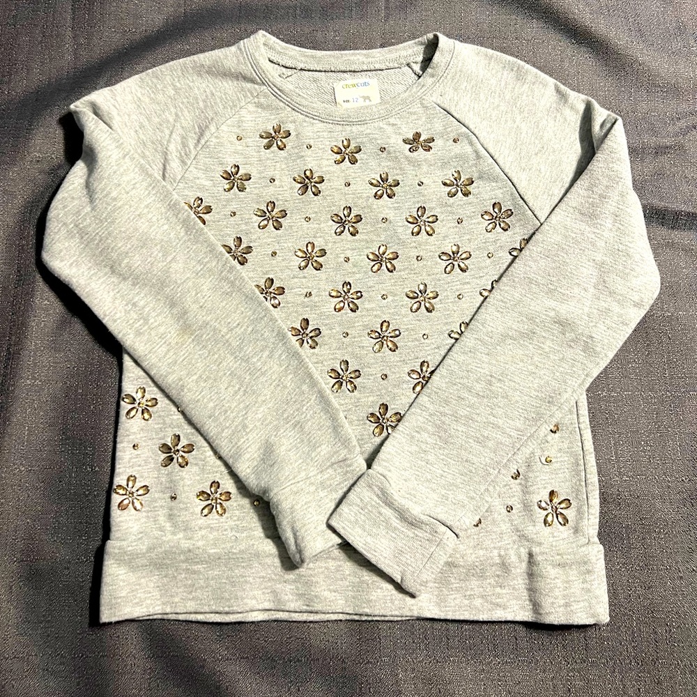 CREWCUTS Snowflake Sweater, Rhinestone Girls Size 12 Pullover